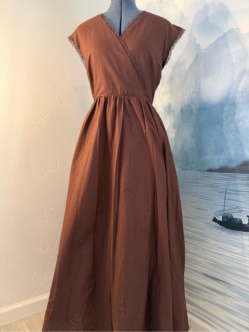 Sleeveless Wrap Maxi Dress in Chocolate Brown #173